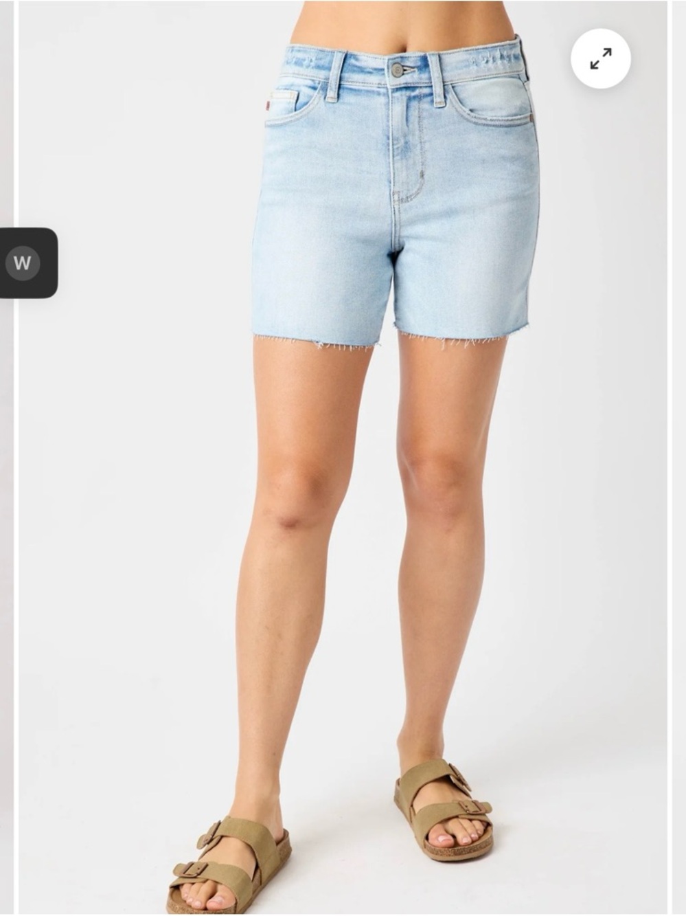 Judy Blue Light Wash High-Rise Denim Shorts with Raw Hem - Picture 2 of 5